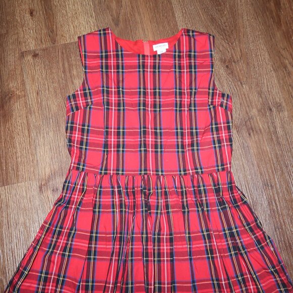 Girls Crewcuts Holiday Plaid Tartan Dress Christmas Red Casual Zip Back size 12 - Picture 2 of 3